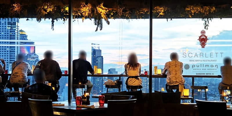 French bistro-style กินดื่มชมวิวบนชั้น 37 ที่ Scarlett Wine Bar & Restaurant @ Pullman Bangkok Hotel G